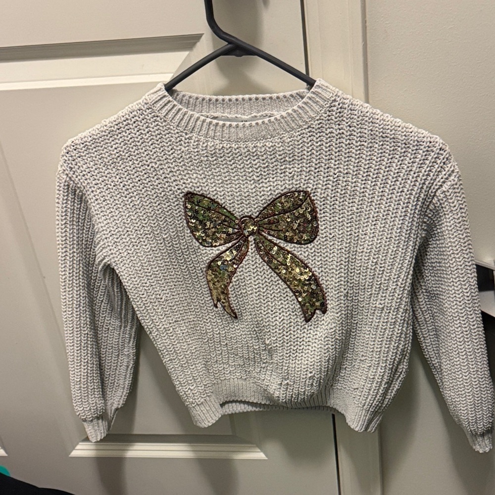 H&M Gray Sweater with Sequin Bow